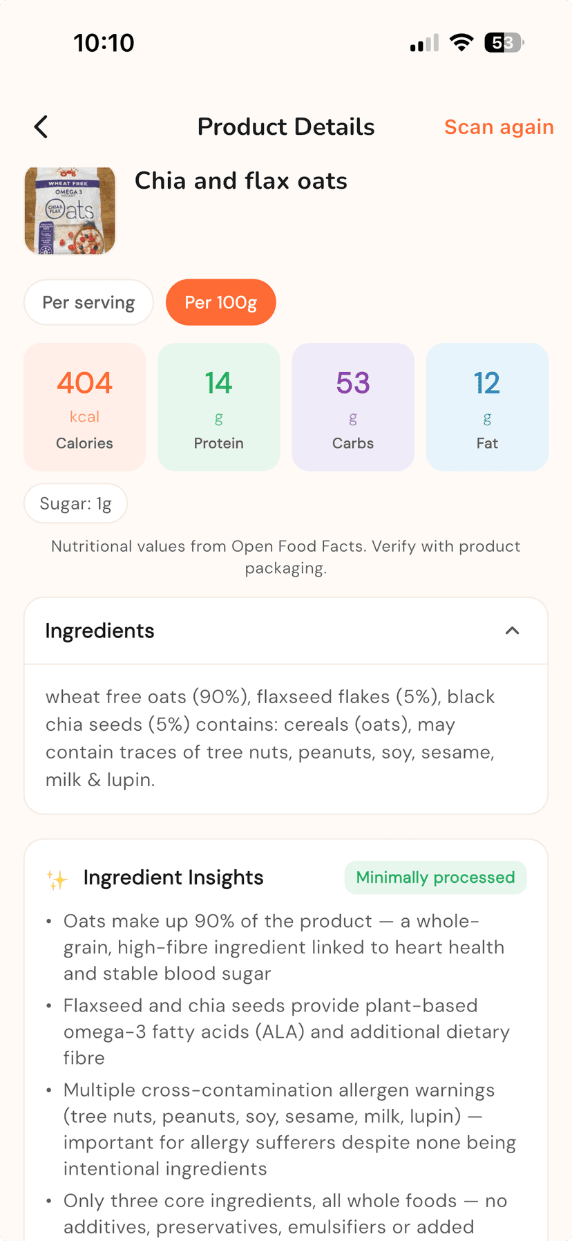 Barcode scanner screen