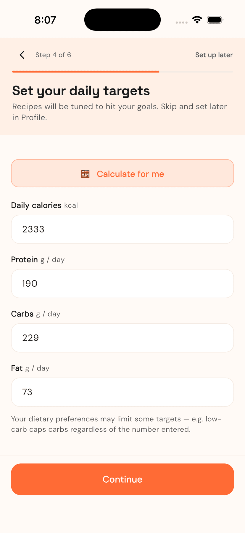 Daily targets