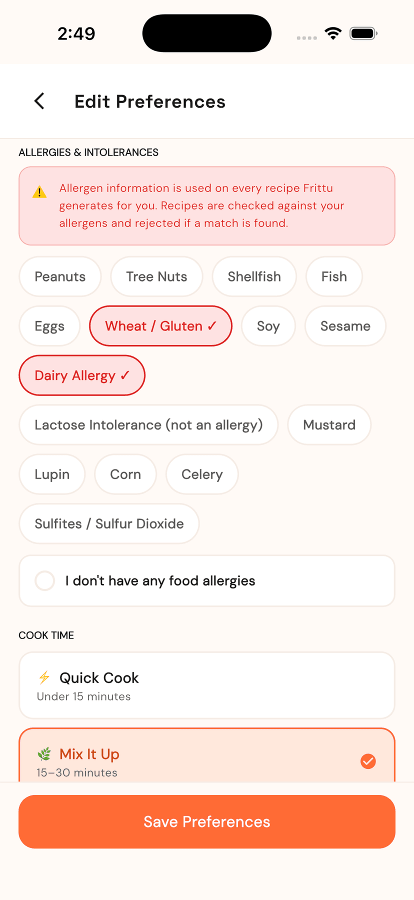 Allergens & safety